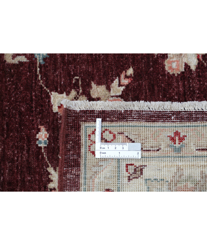 Burgundy Afghan Ziegler Rug 5'7" x 7'7" Hand-Knotted detail