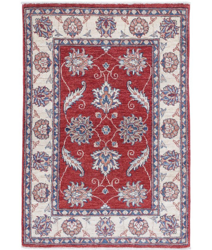 Afghan Ziegler Rug 2' 8" x 3' 10" Hand-Knotted