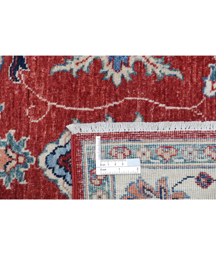 Red Afghan Ziegler Rug 3' 0" x 4' 8" Hand-Knotted detail