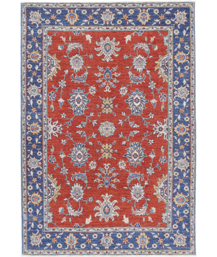 Rust Afghan Ziegler Rug 4' 0" x 5' 9" Hand-Knotted
