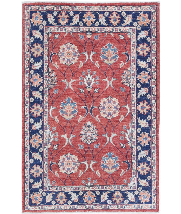 Afghan Ziegler Rug 2' 9" x 4' 2" Hand-Knotted