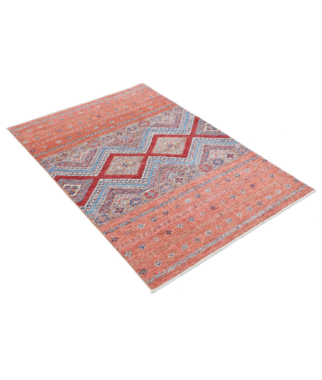 Afghan Khurjeen Rug 3' 4" x 4' 9" Hand-Knotted | No. AT32894