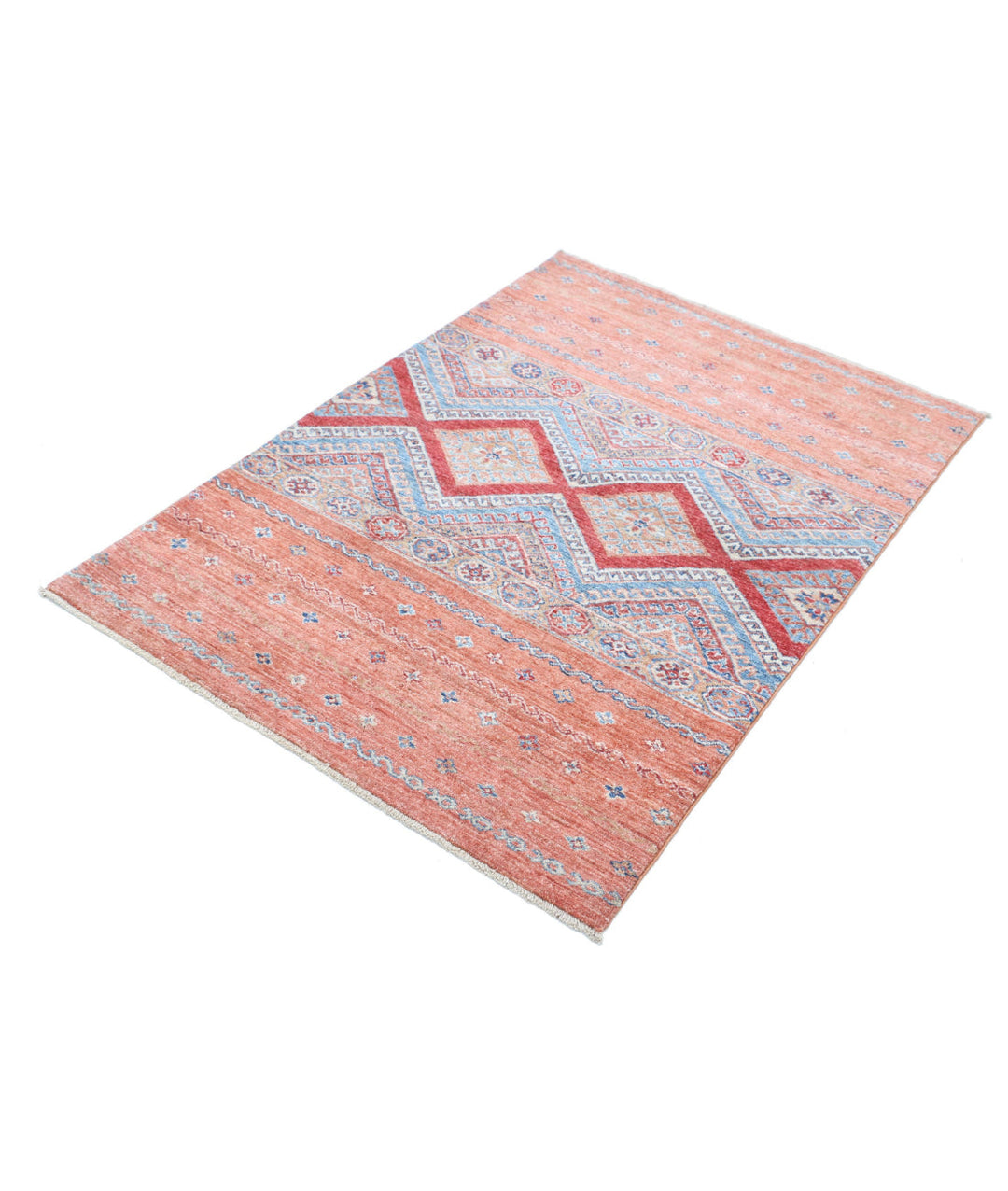 Afghan Khurjeen Rug 3' 4" x 4' 9" Hand-Knotted | No. AT32894