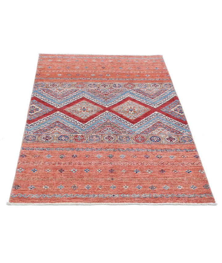 Afghan Khurjeen Rug 3' 4" x 4' 9" Hand-Knotted | No. AT32894
