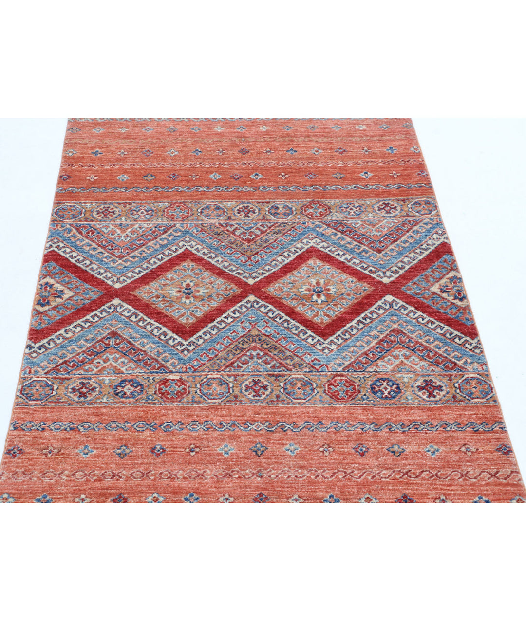 Afghan Khurjeen Rug 3' 4" x 4' 9" Hand-Knotted | No. AT32894
