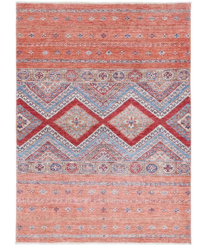 Afghan Khurjeen Rug 3' 4" x 4' 9" Hand-Knotted | No. AT32894