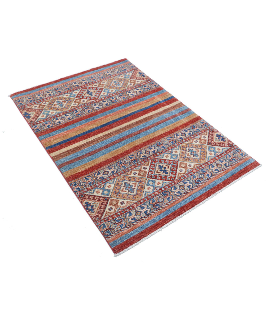 Afghan Khurjeen Rug 3' 4" x 4' 9" Hand-Knotted | No. AT72425