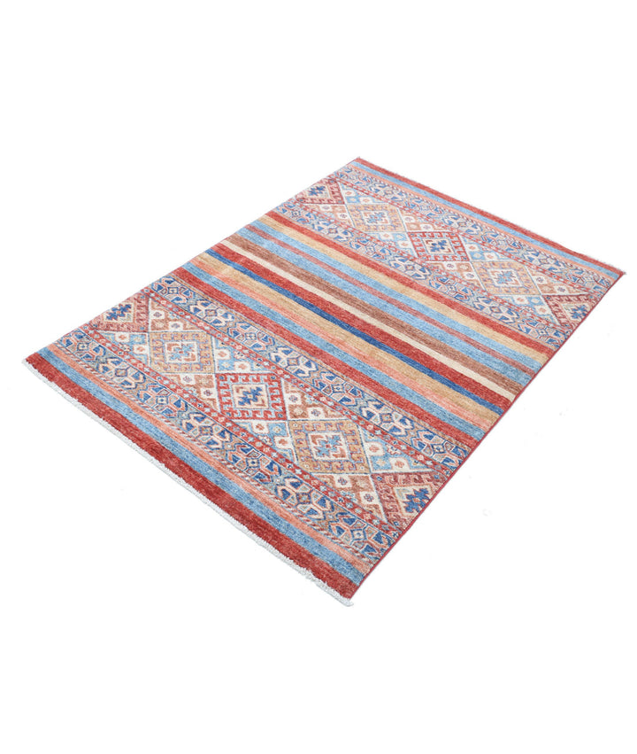 Afghan Khurjeen Rug 3' 4" x 4' 9" Hand-Knotted | No. AT72425