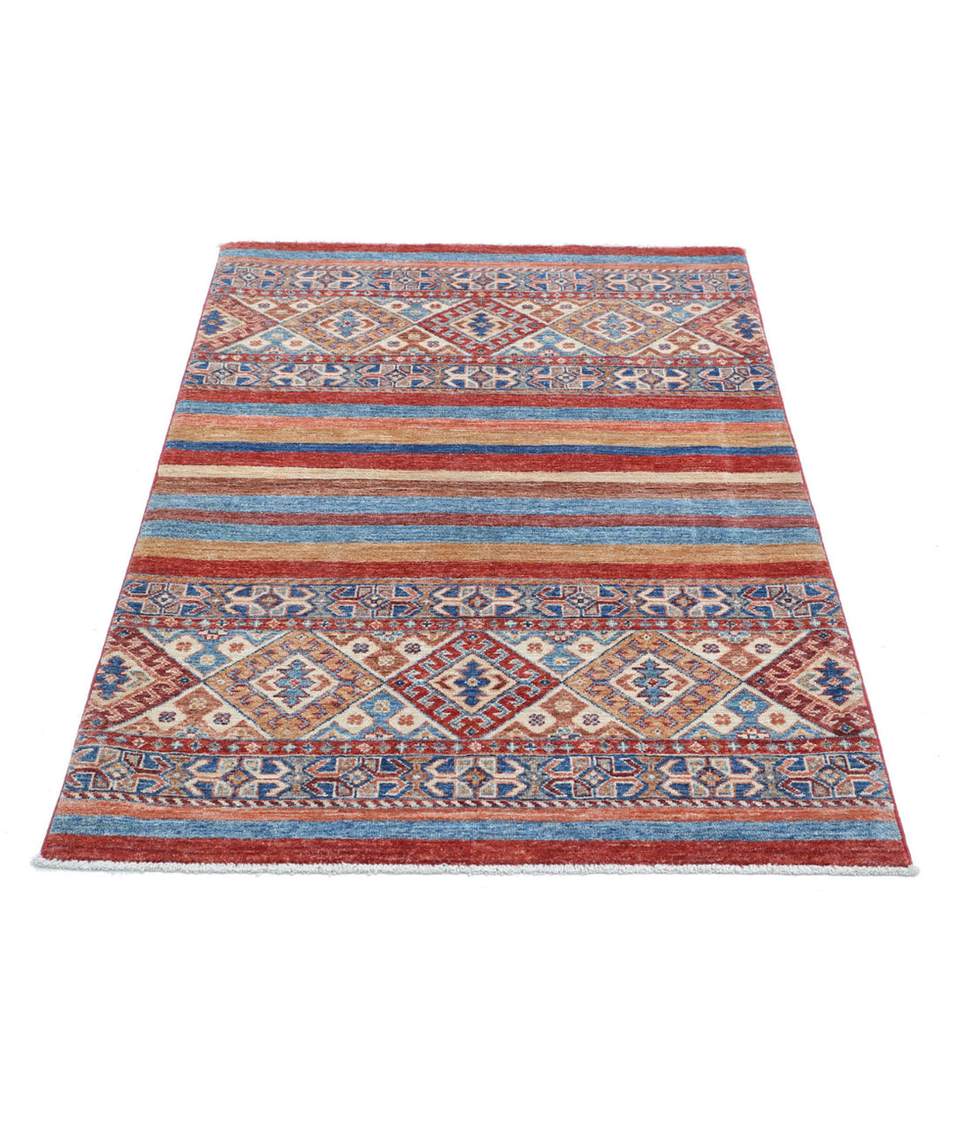 Afghan Khurjeen Rug 3' 4" x 4' 9" Hand-Knotted | No. AT72425