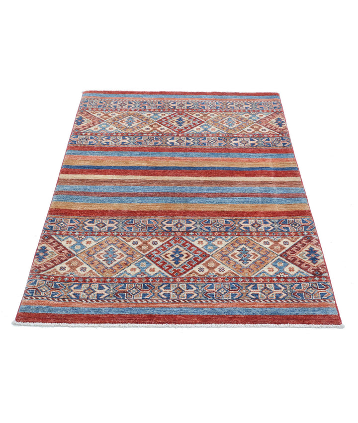 Afghan Khurjeen Rug 3' 4" x 4' 9" Hand-Knotted | No. AT72425