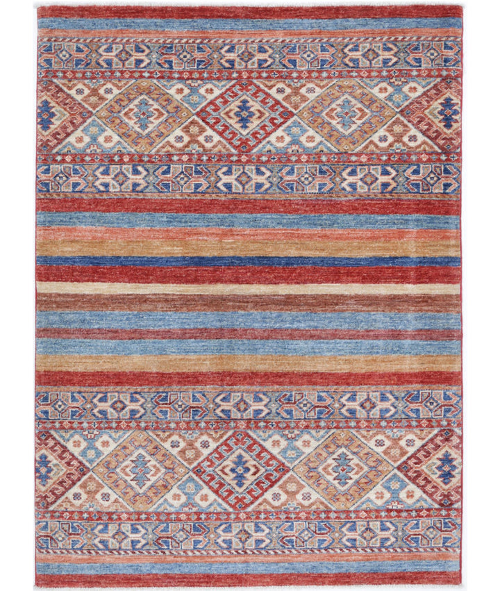 Afghan Khurjeen Rug 3' 4" x 4' 9" Hand-Knotted | No. AT72425