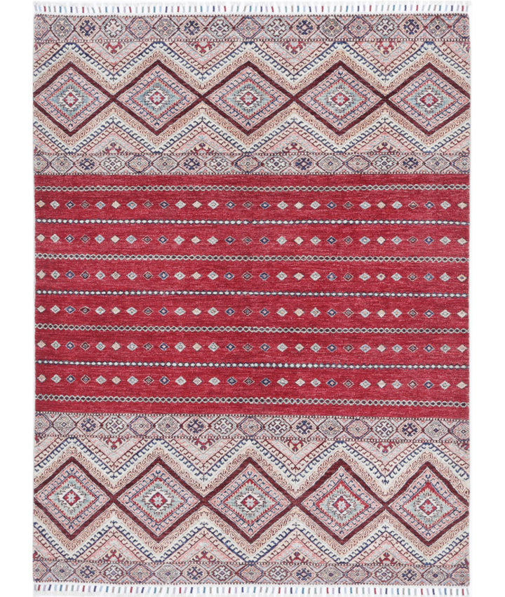 Afghan Khurjeen Rug 5' 6" x 7' 2" Hand-Knotted | No. AT89667