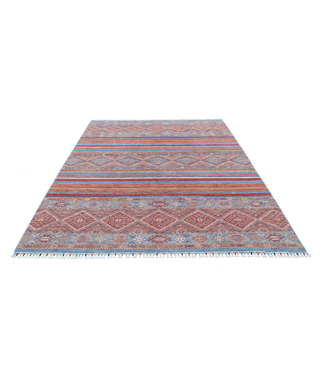 Afghan Khurjeen Rug 6' 8" x 9' 3" Hand-Knotted | No. AT85149