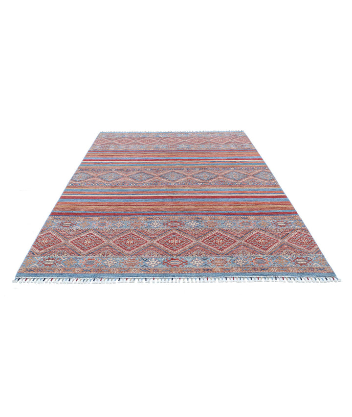 Afghan Khurjeen Rug 6' 8" x 9' 3" Hand-Knotted | No. AT85149