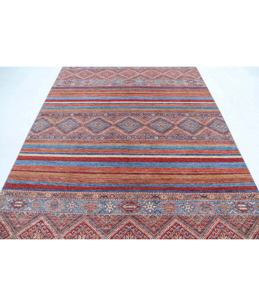 Afghan Khurjeen Rug 6' 8" x 9' 3" Hand-Knotted | No. AT85149
