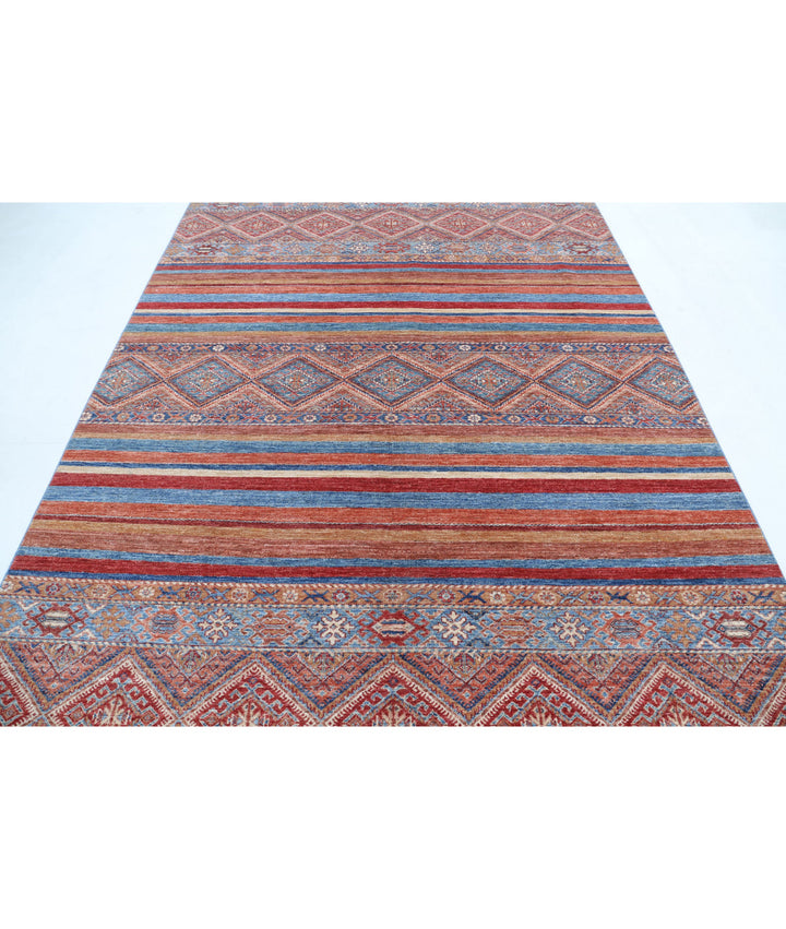 Afghan Khurjeen Rug 6' 8" x 9' 3" Hand-Knotted | No. AT85149