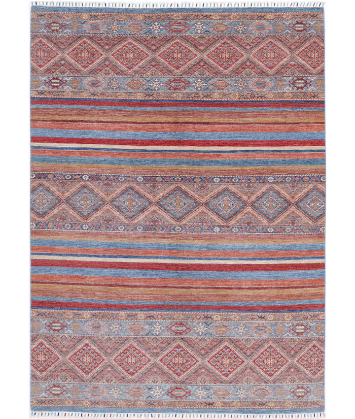 Afghan Khurjeen Rug 6' 8" x 9' 3" Hand-Knotted | No. AT85149