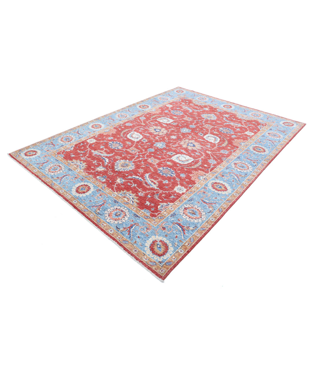 Afghan Ziegler Rug 6' 8" x 9' 3" Hand-Knotted | No. AT63018