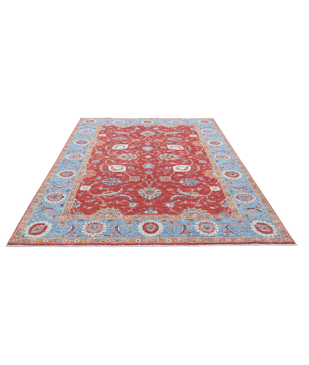 Afghan Ziegler Rug 6' 8" x 9' 3" Hand-Knotted | No. AT63018