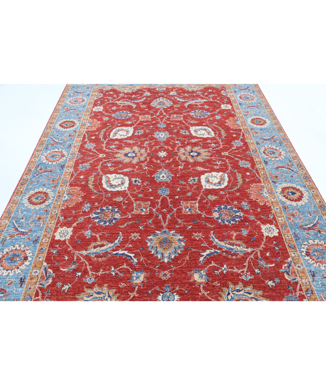 Afghan Ziegler Rug 6' 8" x 9' 3" Hand-Knotted | No. AT63018