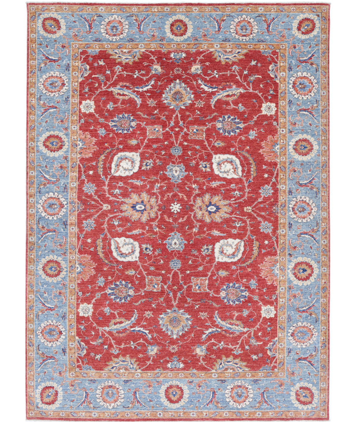 Afghan Ziegler Rug 6' 8" x 9' 3" Hand-Knotted