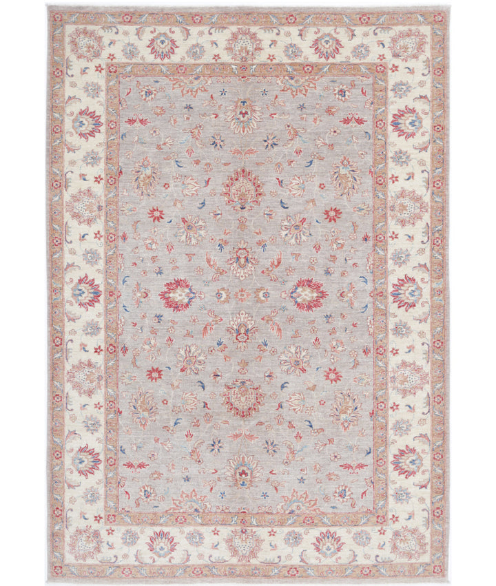 Afghan Ziegler Rug 6' 6" x 9' 5" Hand-Knotted