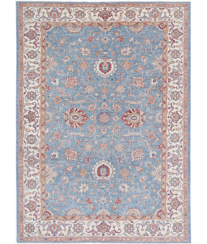 Afghan Ziegler Rug 6' 7" x 9' 5" Hand-Knotted