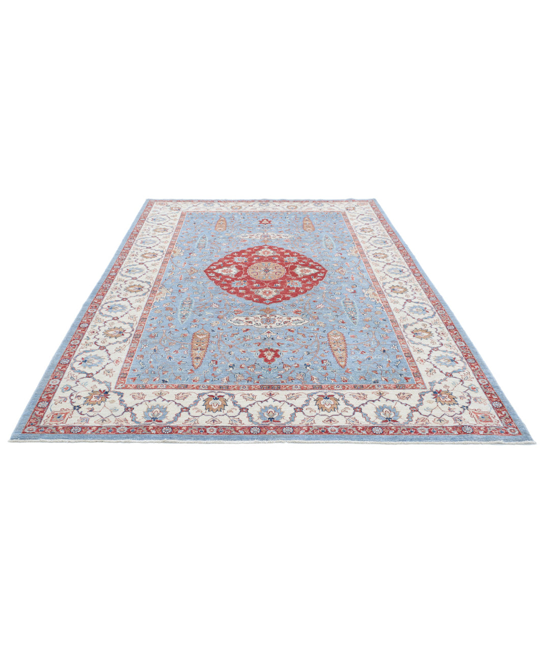 Afghan Ziegler Rug 6' 9" x 9' 9" Hand-Knotted | No. AT90535