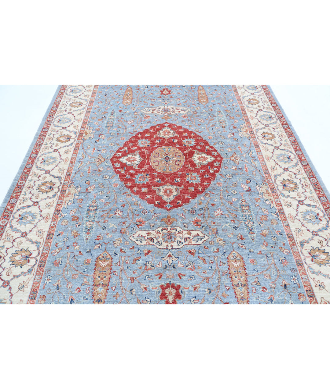 Afghan Ziegler Rug 6' 9" x 9' 9" Hand-Knotted | No. AT90535