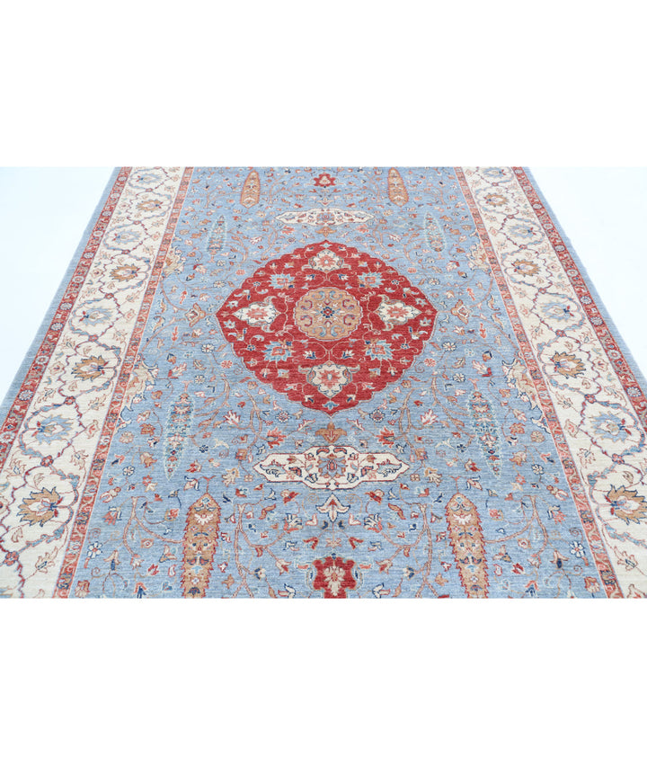 Afghan Ziegler Rug 6' 9" x 9' 9" Hand-Knotted | No. AT90535