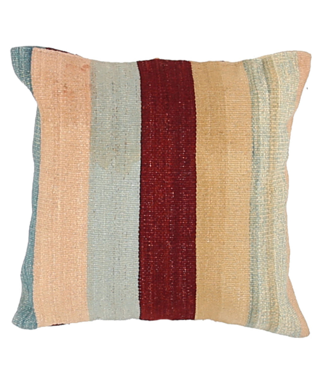Afghan Modern Stripe Pillow 1' 4" x 1' 4" Hand-Knotted
