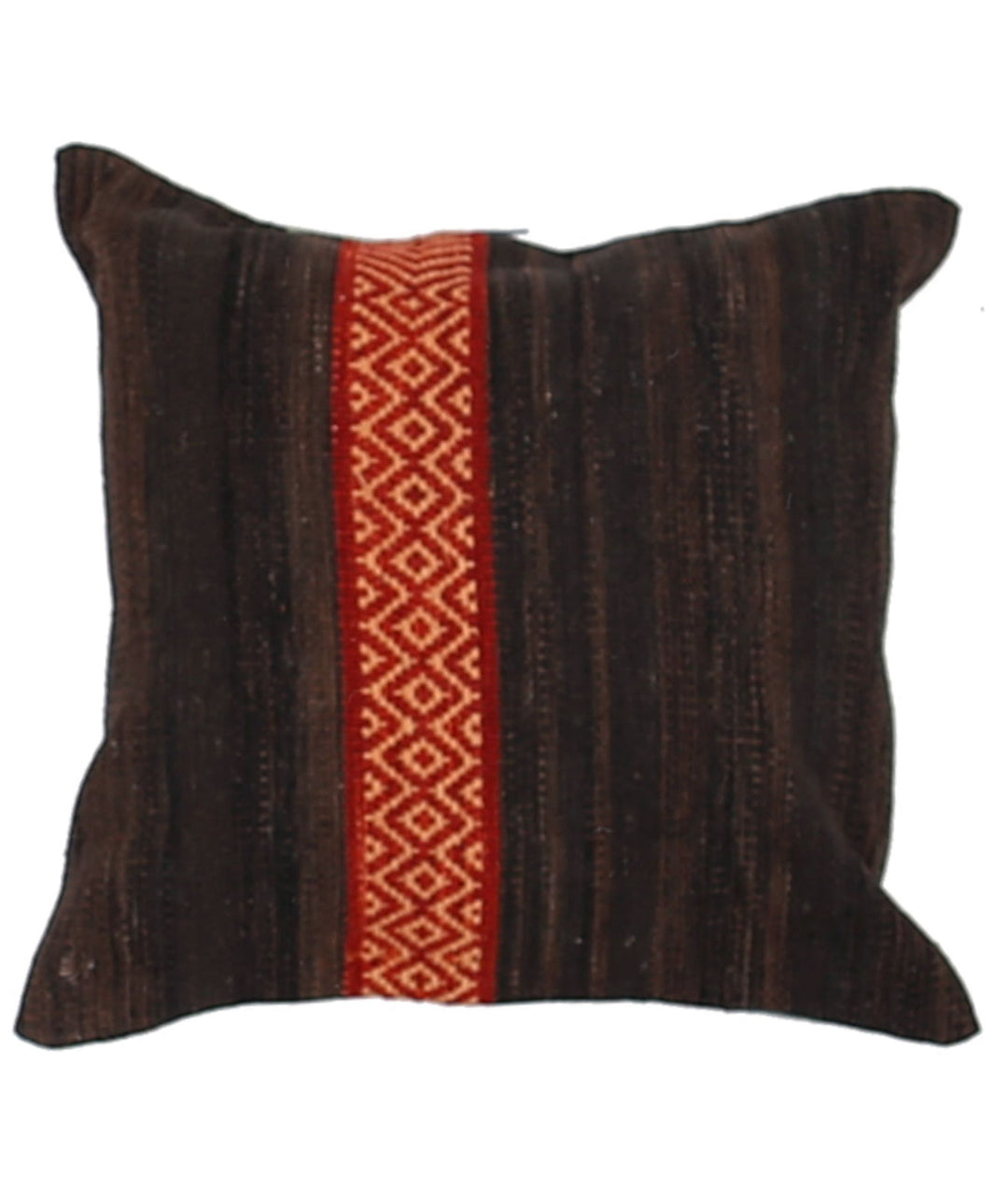 Afghan Modern Stripe Pillow 1' 4" x 1' 4" Hand-Knotted