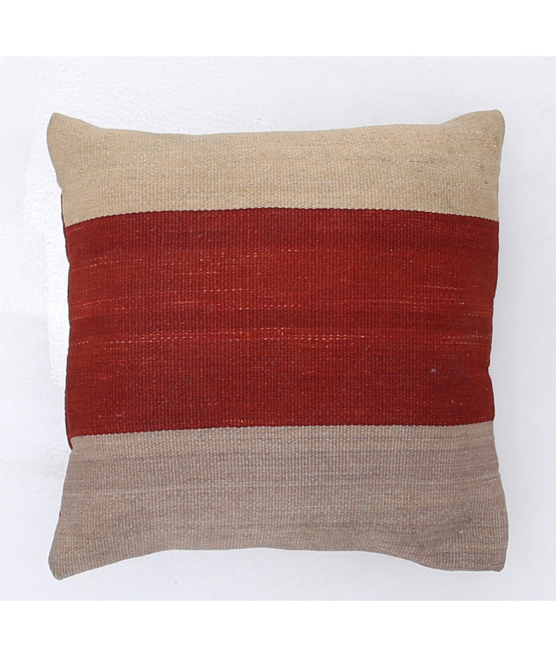 Afghan Modern Stripe Pillow 1' 4" x 1' 4" Hand-Knotted