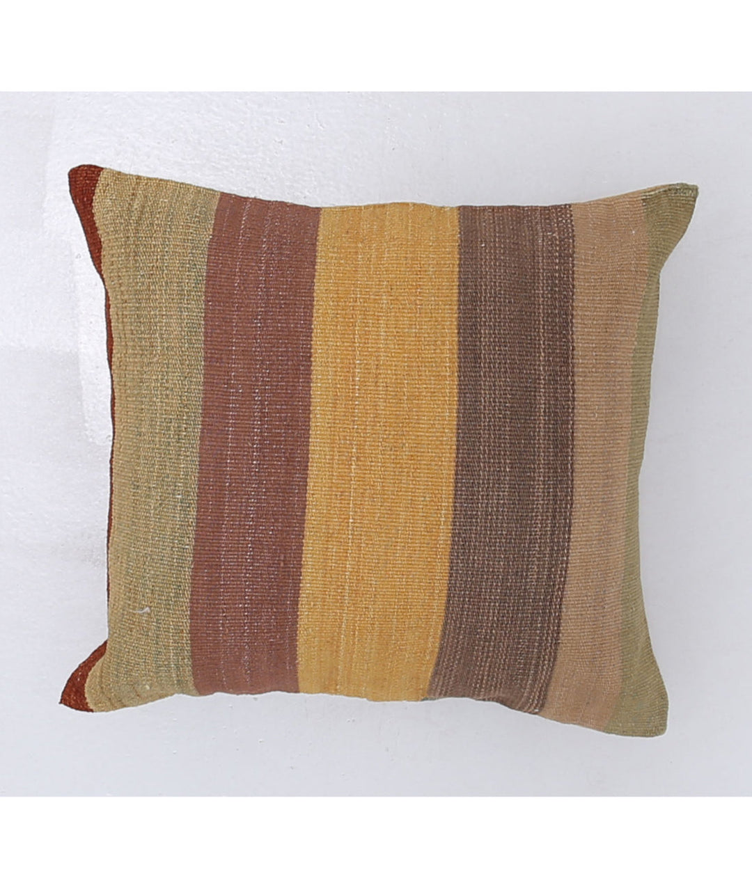 Afghan Modern Stripe Pillow 1' 4" x 1' 4" Hand-Knotted