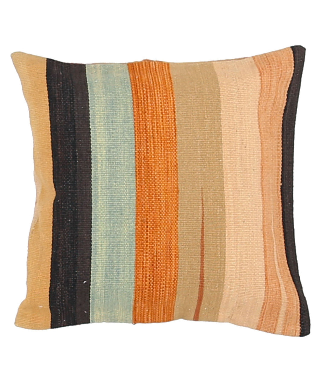 Afghan Modern Stripe Pillow 1' 4" x 1' 4" Hand-Knotted