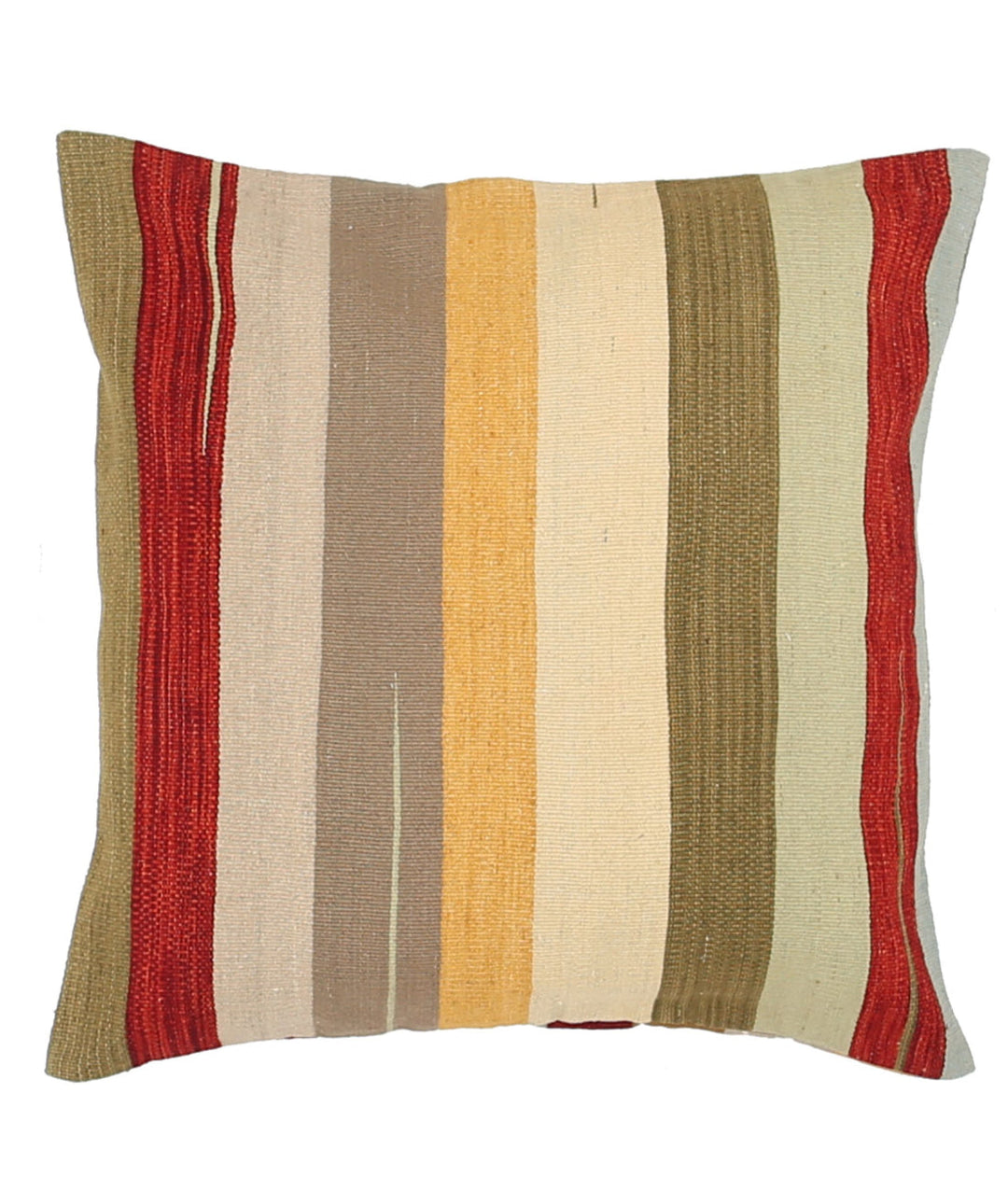Afghan Modern Stripe Pillow 2' 2" x 2' 2" Hand-Knotted