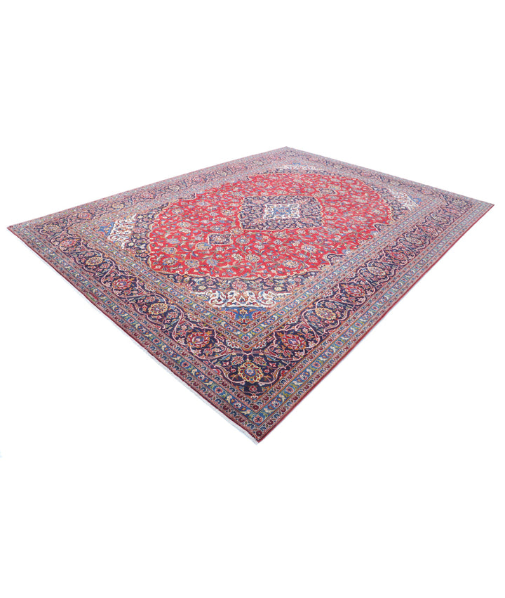 Red Afghan Kashan Rug 9' 5" x 12' 8" Hand-Knotted | No. AT21067