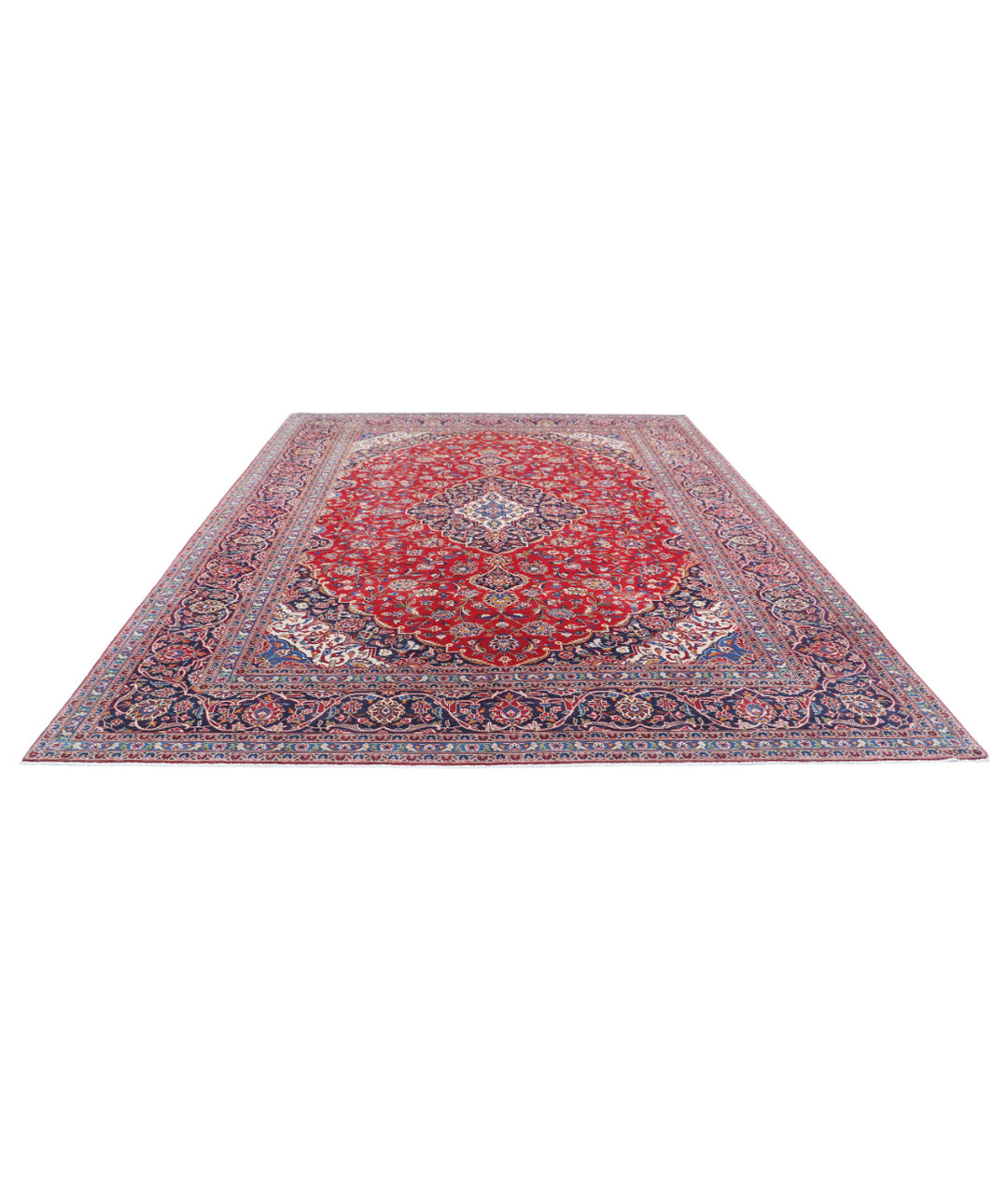 Red Afghan Kashan Rug 9' 5" x 12' 8" Hand-Knotted | No. AT21067