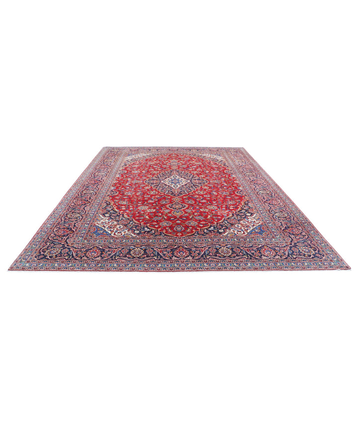 Red Afghan Kashan Rug 9' 5" x 12' 8" Hand-Knotted | No. AT21067