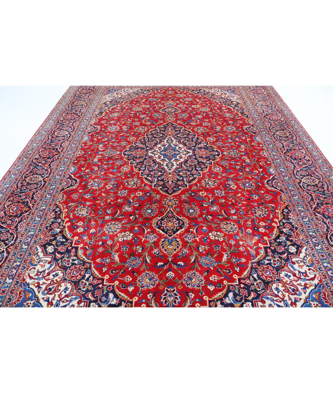 Red Afghan Kashan Rug 9' 5" x 12' 8" Hand-Knotted | No. AT21067