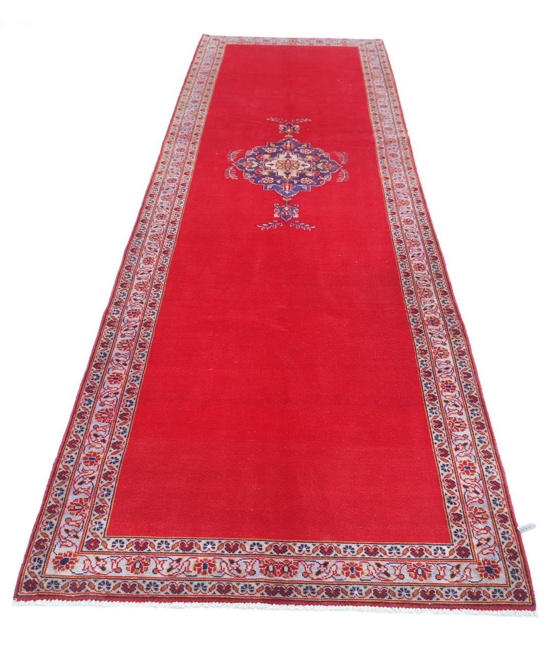 Afghan Kashan Rug 3' 5" x 12' 3" Hand-Knotted | No. AT44233