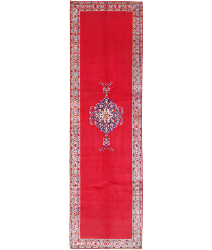 Afghan Kashan Rug 3' 5" x 12' 3" Hand-Knotted | No. AT44233