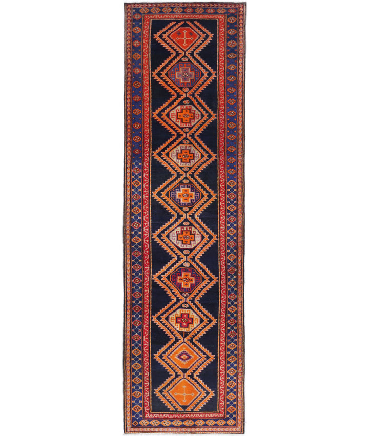 Afghan Hamadan Runner Rug 4' 2" x 16' 0" Hand-Knotted | No. AT99284