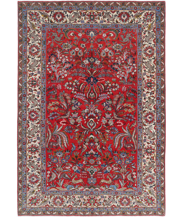 Hand Knotted Antique Oriental Sarouk Wool Rug 6' 3" x 9' 3" - No. AT79823