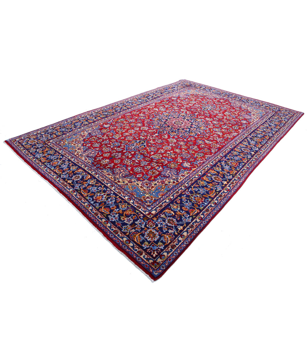 Red Afghan Kashan Rug 8' 0" x 12' 0" Hand-Knotted | No. AT26519