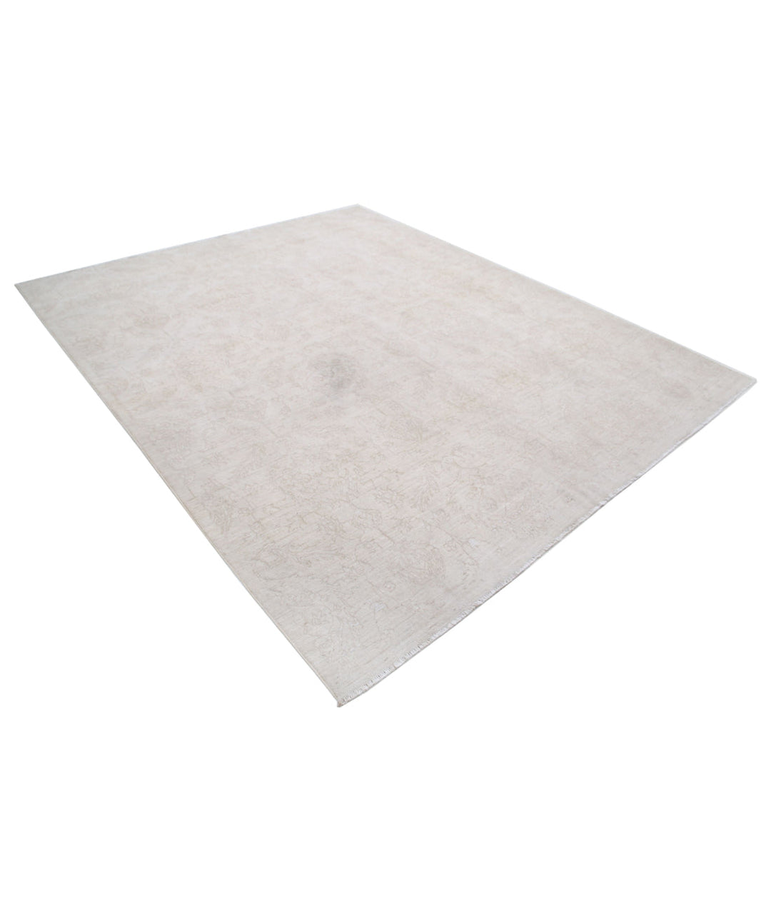 Ivory Afghan Oriental Rug 7' 11" x 9' 5" Hand-Knotted | No. AT23968