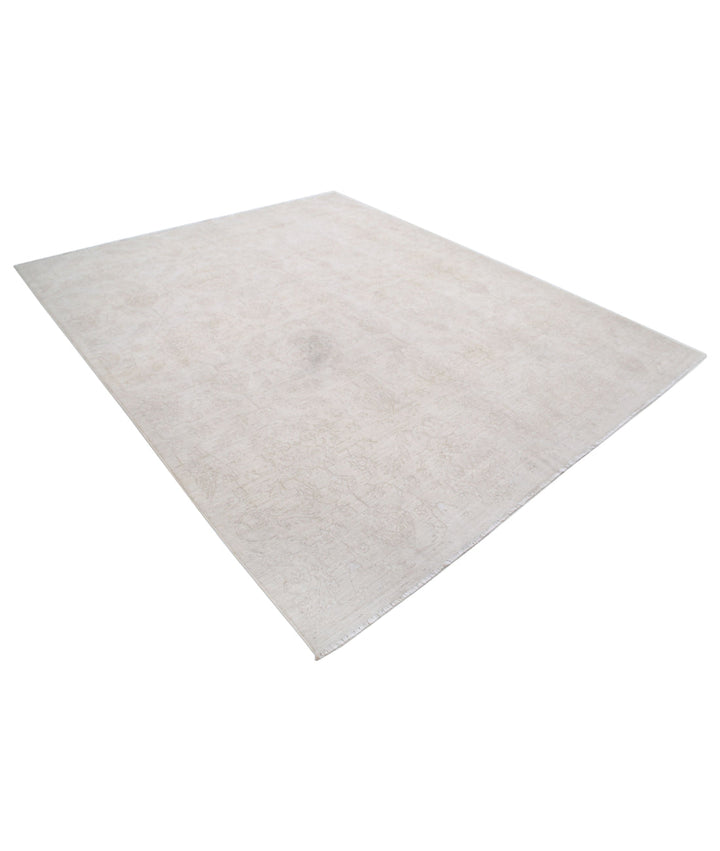 Ivory Afghan Oriental Rug 7' 11" x 9' 5" Hand-Knotted | No. AT23968