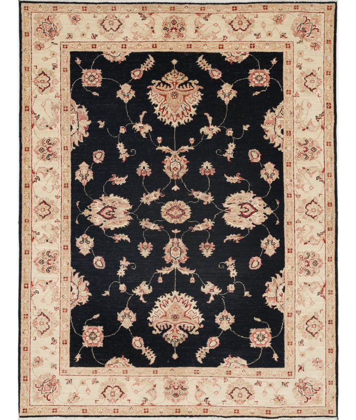 Afghan Ziegler Rug 4' 11" x 6' 3" Hand-Knotted
