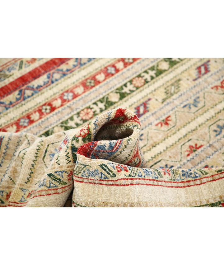 Ivory Afghan Oriental Rug 4' 10" x 6' 6" Hand-Knotted | No. AT43154