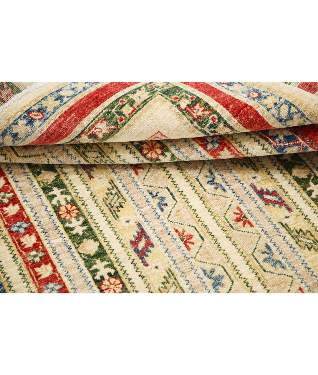 Ivory Afghan Oriental Rug 4' 10" x 6' 6" Hand-Knotted | No. AT43154